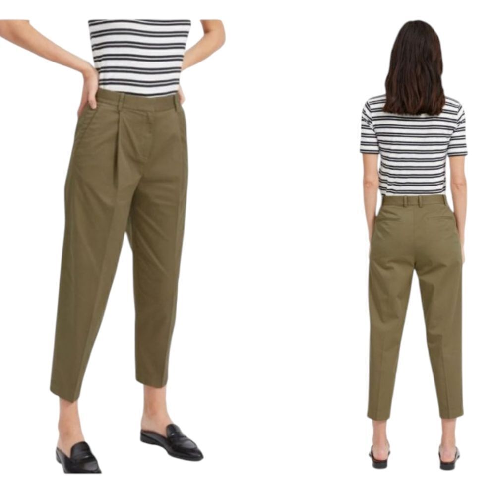 Everlane The Slouchy Crop Pant In Olive Green Pleated Chino Size 00